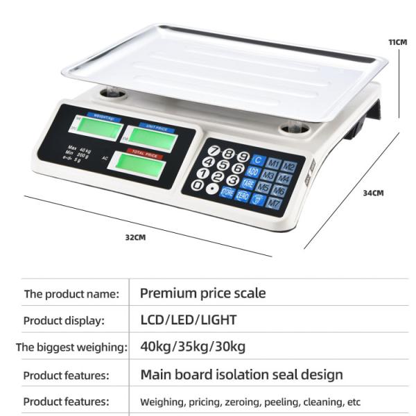 30kg/40kg Bench Scale with LED Display and 1g Accuracy ABS Material OEM/ODM Supported Customized Support ODM