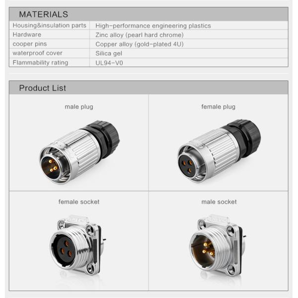 IP68 Waterproof Plug and Socket With 2 Pin More Than 12 Volt Cable Connectors for Power