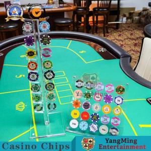 China 16Pcs Acrylic Round 40mm Casino Game Accessories Chip Coin Display Rack on sale