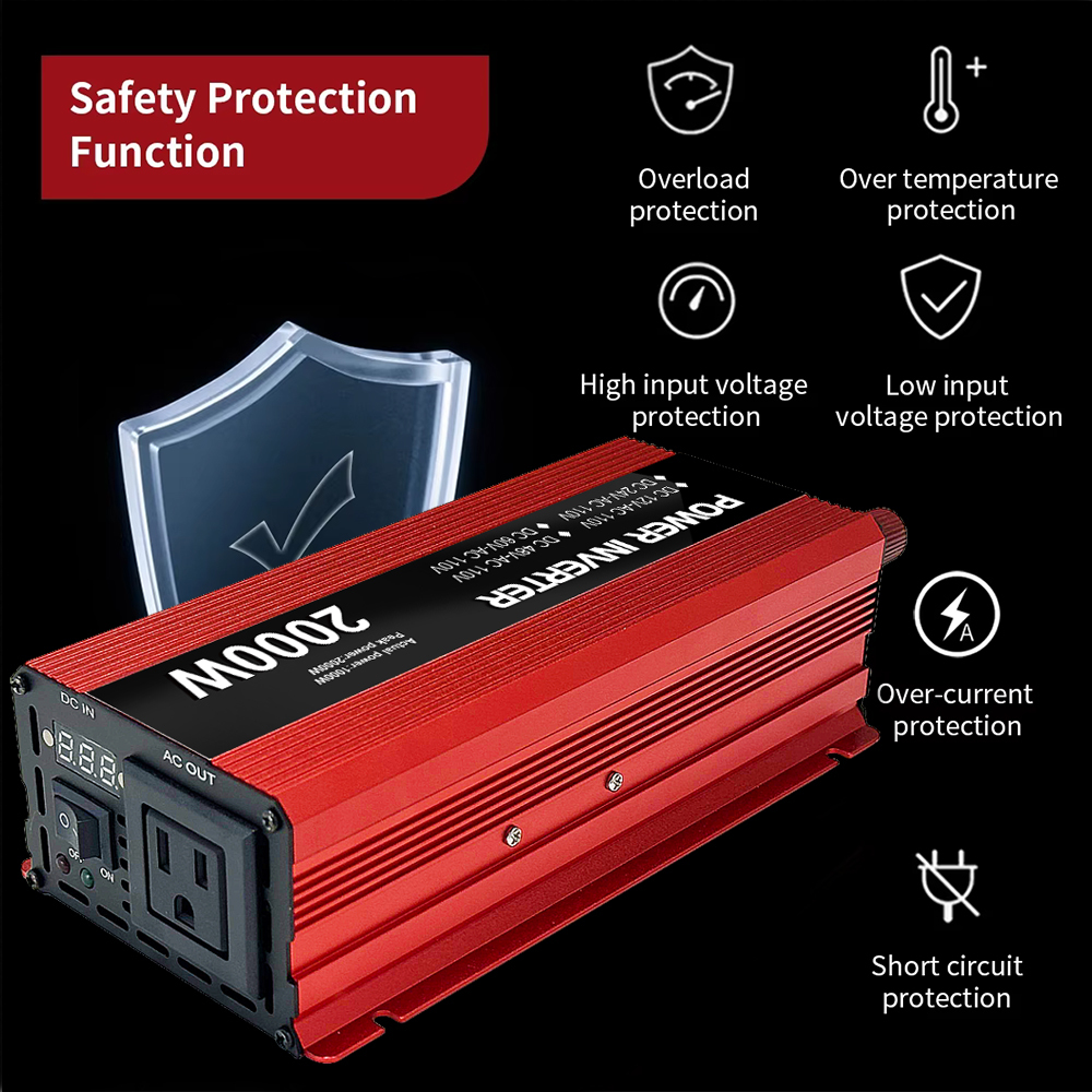 1000W 2000W Peak 12V 24V 48V 60V Pure Sine Wave Power Inverter With Overload Protection