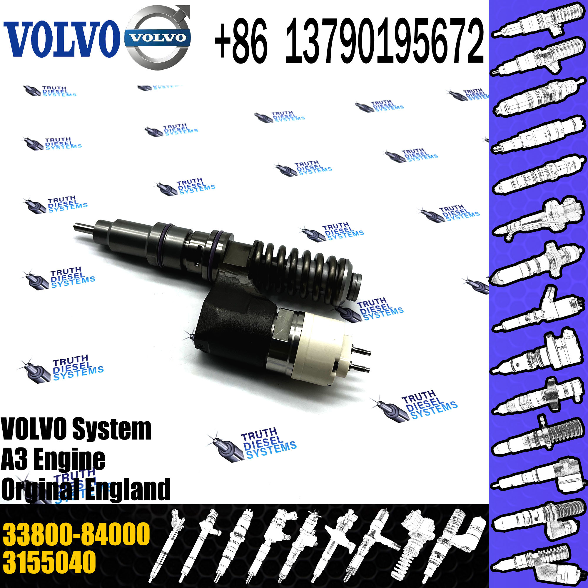New Diesel Fuel Injector 33800-84830 for VOL HYUNDAI 3380084830 BEBE4D21001 33800-84830 E3-E3.18