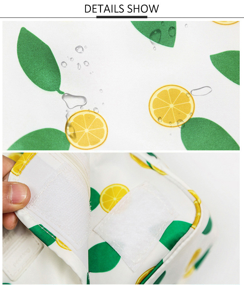 Lemon Printing Waterproof Outdoor Hanging Travel Toiletry Bag Polyester