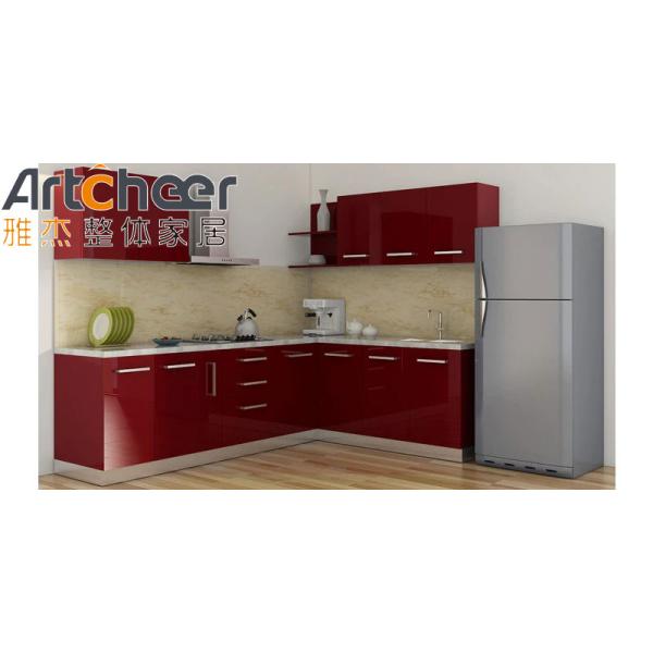 Modern White Gloss Lacquer Finish L Shape Kitchen Cabinet with Customized Size and Durable Plywood Carcase