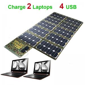 130W Solar Laptop Charger Foldable Solar Panel Charger Portable Folding Solar Power Bank for 2 Laptops Phone iPhone iPad
