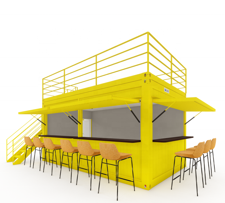 Galvanized Steel Square Tubes Steel Coffee Shop Container Modern 20ft Prefabricated Container Bar for Outdoor