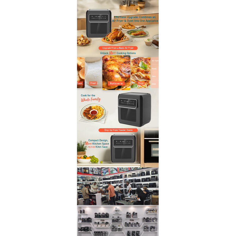 12L Digital Air Fryer Oven 8 Presets Oilless Multi Function