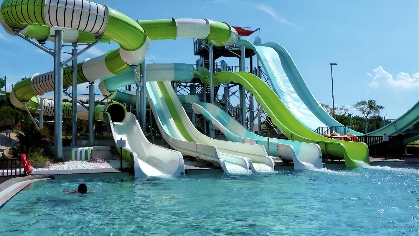 OEM Fiberglass Swimming Pool Slide Outside Water Amusement Parks Play Sets Ride