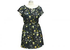 China Short Sleeve Floral Maxi Dress , 100 Polyester Maxi Dress With Sleeves Swimwear Style on sale