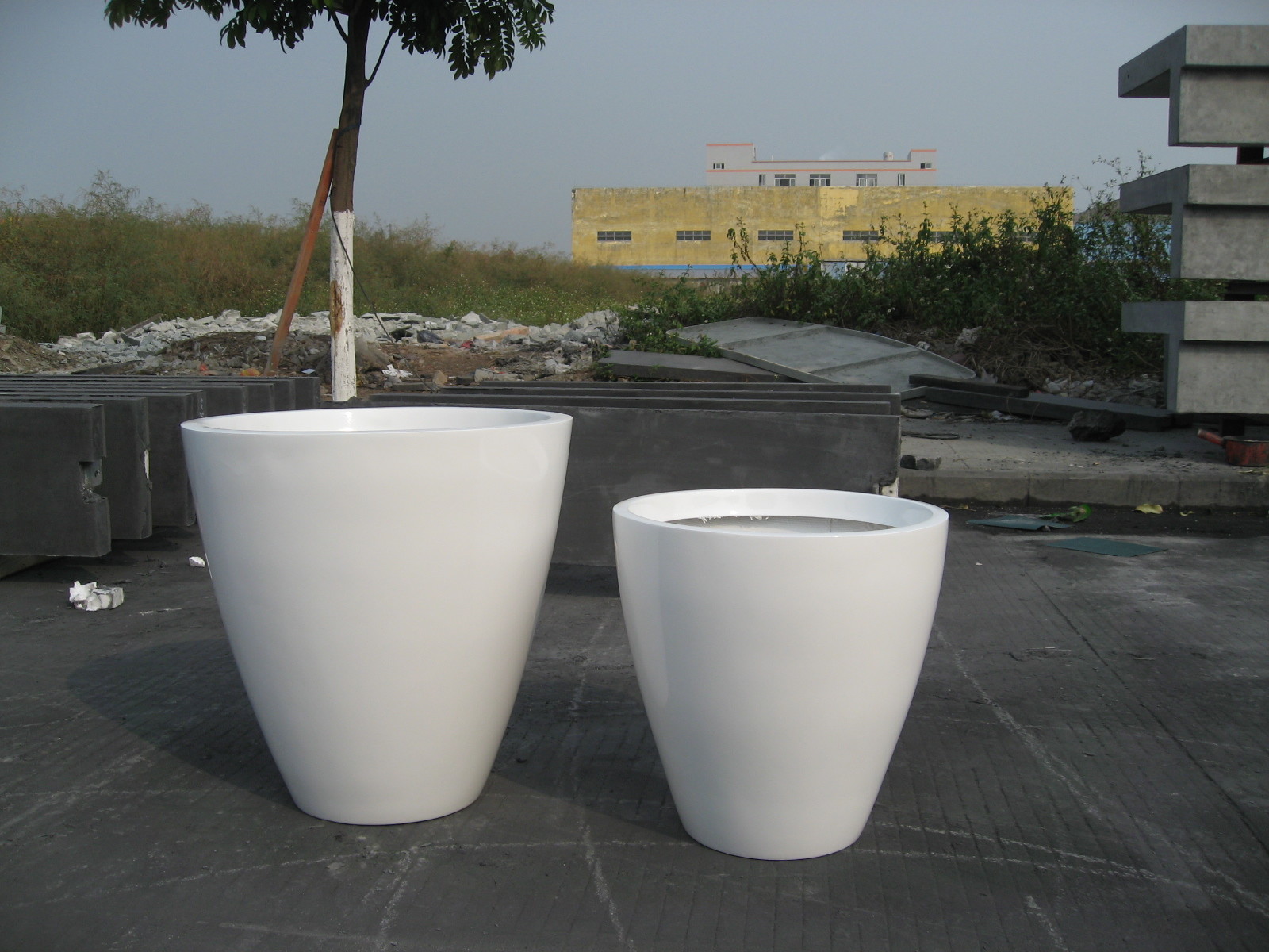 Nordic Modern Fiberglass Garden Planter Marble Color Indoor And Outdoor