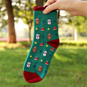 2015 hot selling women's soft summer cotton socks in cartoon christmas design