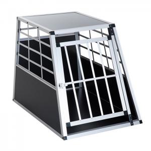 China Lockable MDF Heavy Duty Aluminum Dog Travel Box For Large Dog Car Transport Cage on sale
