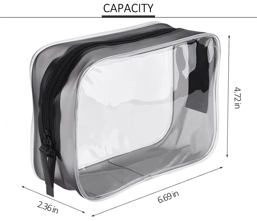 Unisex Zippered PVC Carry On Cosmetic Makeup Bag
