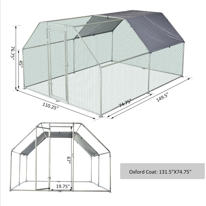 UV Stabilised Polyester Roof D4m Walk In Chicken Cage