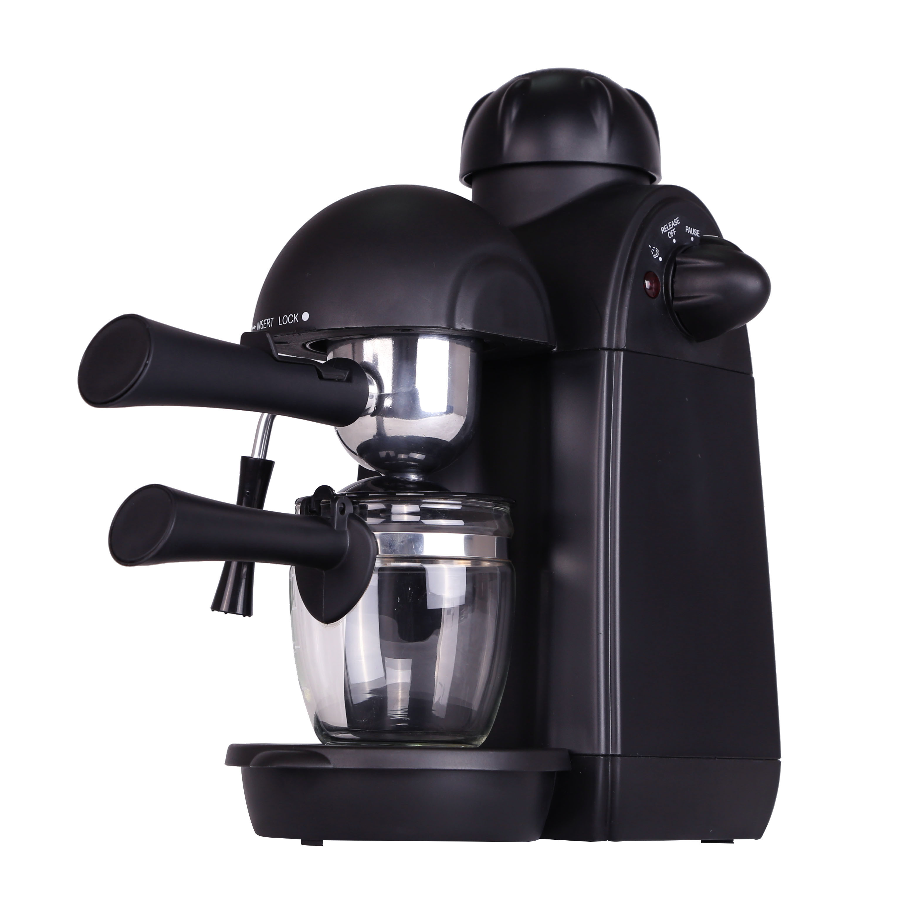 Black 220V Espresso Machine , 240ml Small Espresso Machine With Steamer