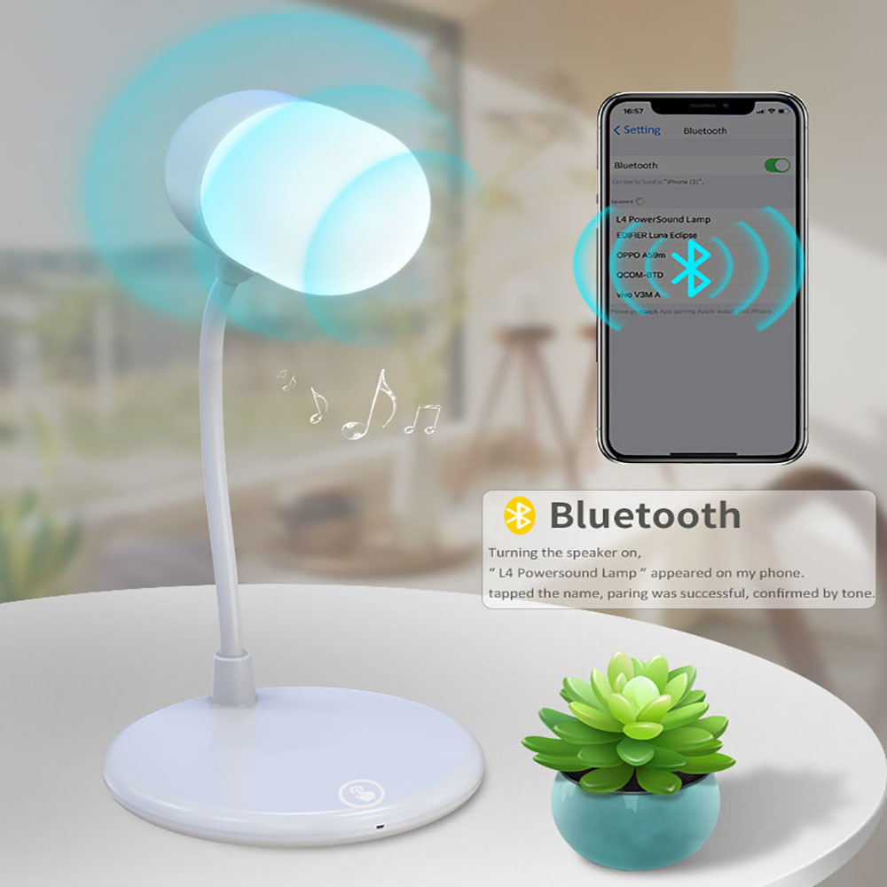 Lamp Speaker With Wireless Charger 3 In 1 Smart Touch Button Desk LED