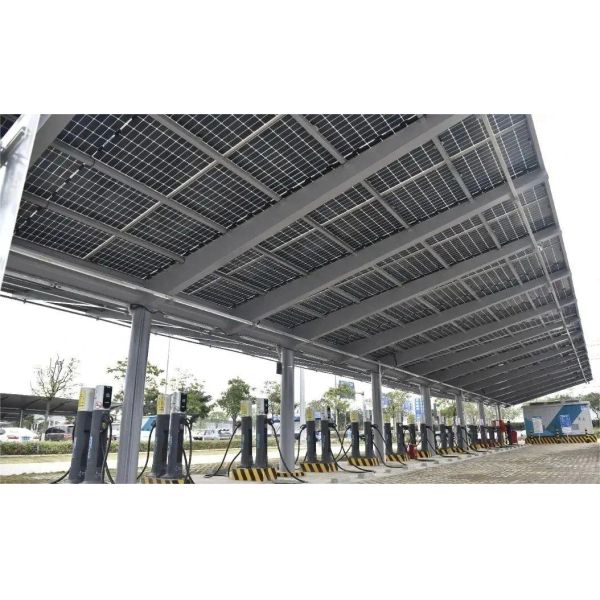 Electric Vehicle Solar Panel Parking Lot With Charging Pile 2 In 1 Charing Solution