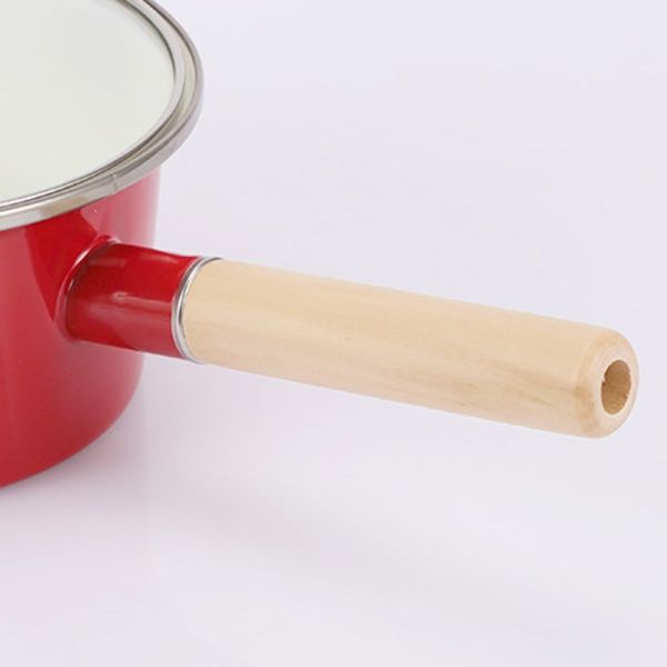 Enamel Saucepan Cooking Pots With Wood Handle 20cm 12cm 14cm 16cm 18cm