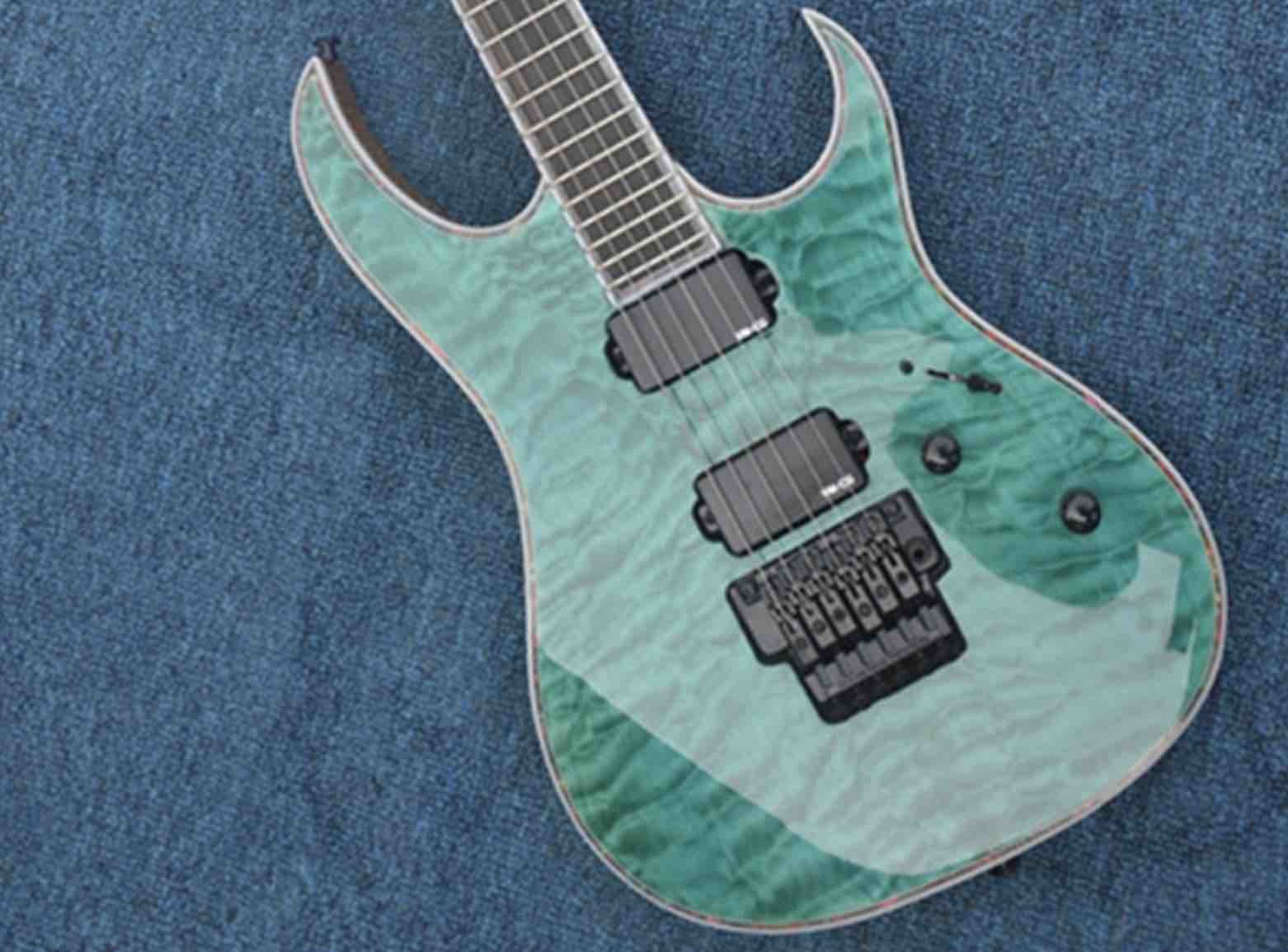 Factory Custom Green electric guitar body black hardware mahogany body neck rosewood back side fingerboard