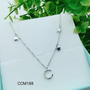Quality 925 Sterling Silver Star Moon CZ Charm Choker collarbone chain necklace  CCM188 for sale