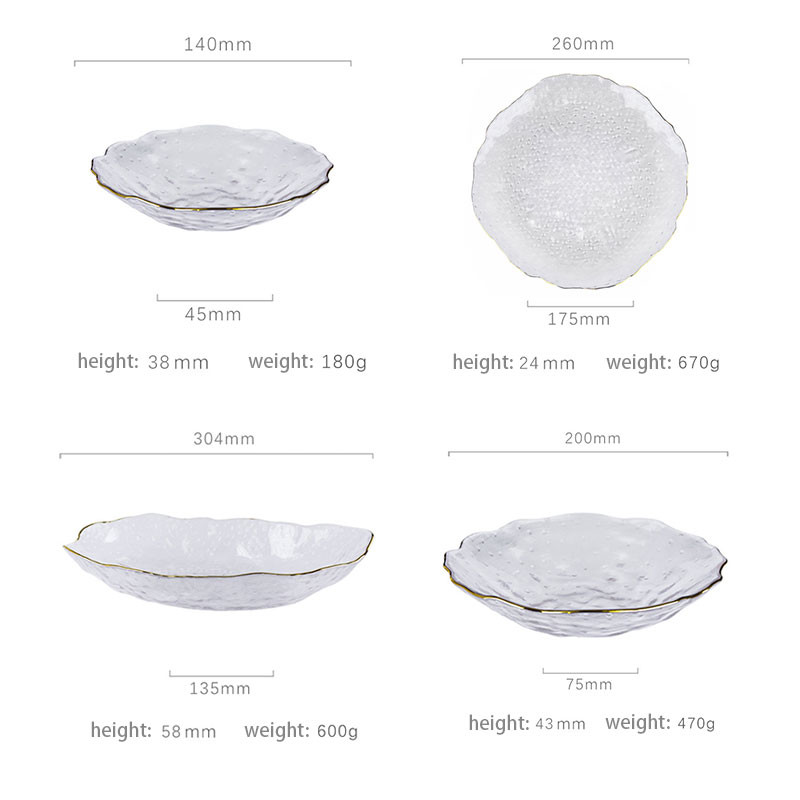 FDA Thick 4mm Irregular Shaped Glass Tableware Set