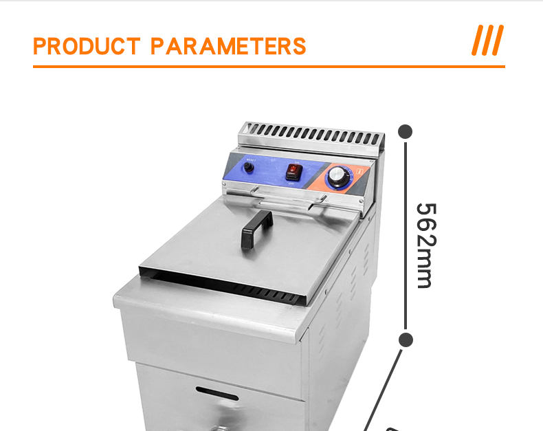 Food Beverage Shops Stainless Steel Gas Deep Fryer with Oil Valve and Long Service Life