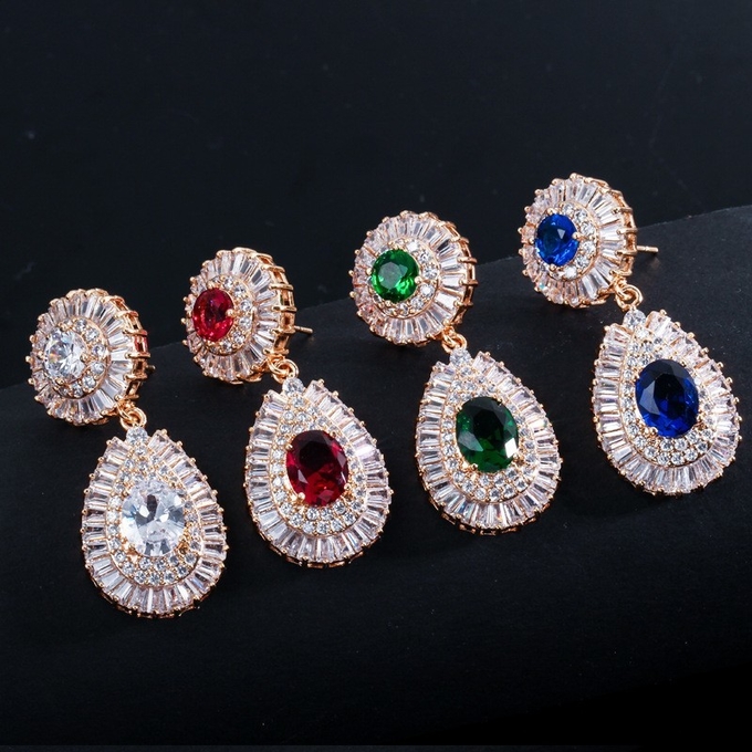 Women's WaterDrop Earrings, CZ Earrings For Bride Jewelry Parties Wedding Jewelry Earrings Necklace jewelry set