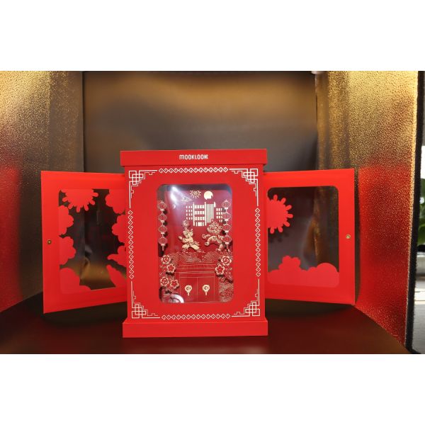 Lighting Wine Packing Boxes Double Door Slide Opening Greyboard EPE Foam Material