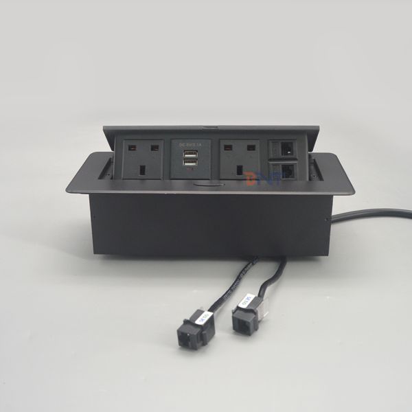 Cat6 network flush mount table top power outlet with UK power outlet