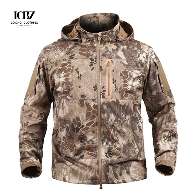 Men's Waterproof Tactical Combat Jacket Hoody Winter Solid Camouflage Coat Uniform