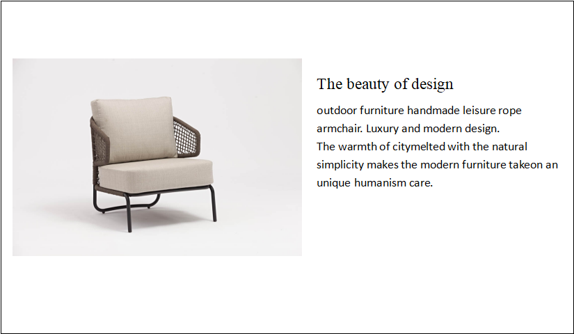 Modern Luxury Design Outdoor Aluminum Sofa Single Seater Rattan Garden Patio Furniture Weaving Rope Garden Sofa Chair
