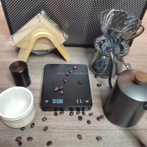 Digital Coffee Scale with Timer Function 3kg Capacity LED Display USB Charge Electronic Weighing Balance High Precision