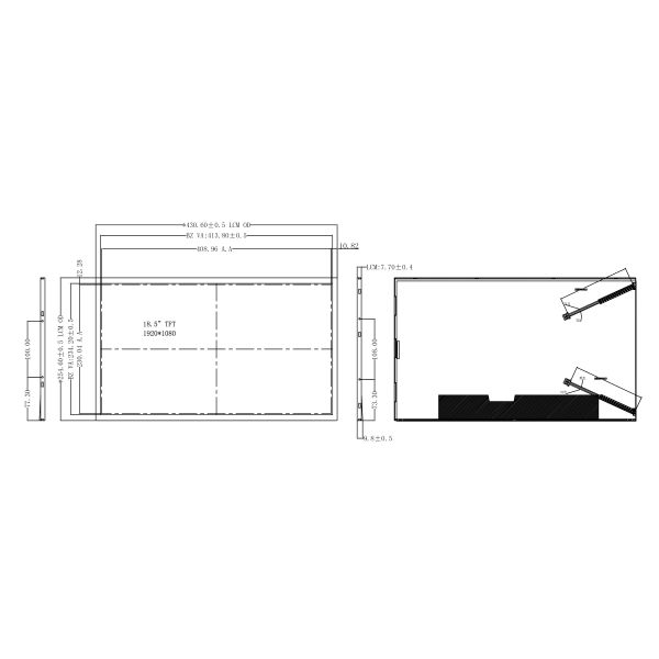 18.5 inch LVDS Interface HD TFT LCD Display Screen 1920x1080 IPS 1100nits Wide Temperature Custom Touch Screen