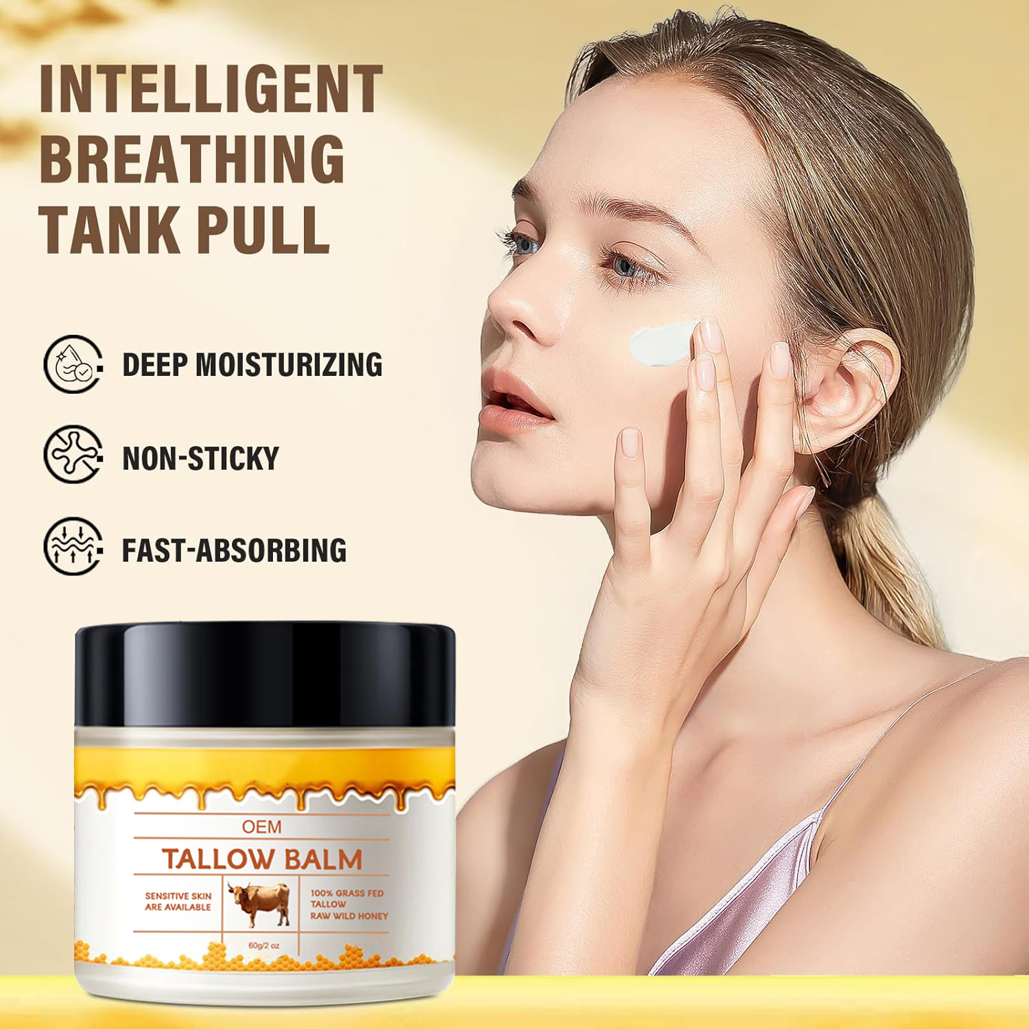 OEM ODM Tallow And Honey Balm Cream Natural Tallow Moisturizer For Face & Body Cream For All Skin Types