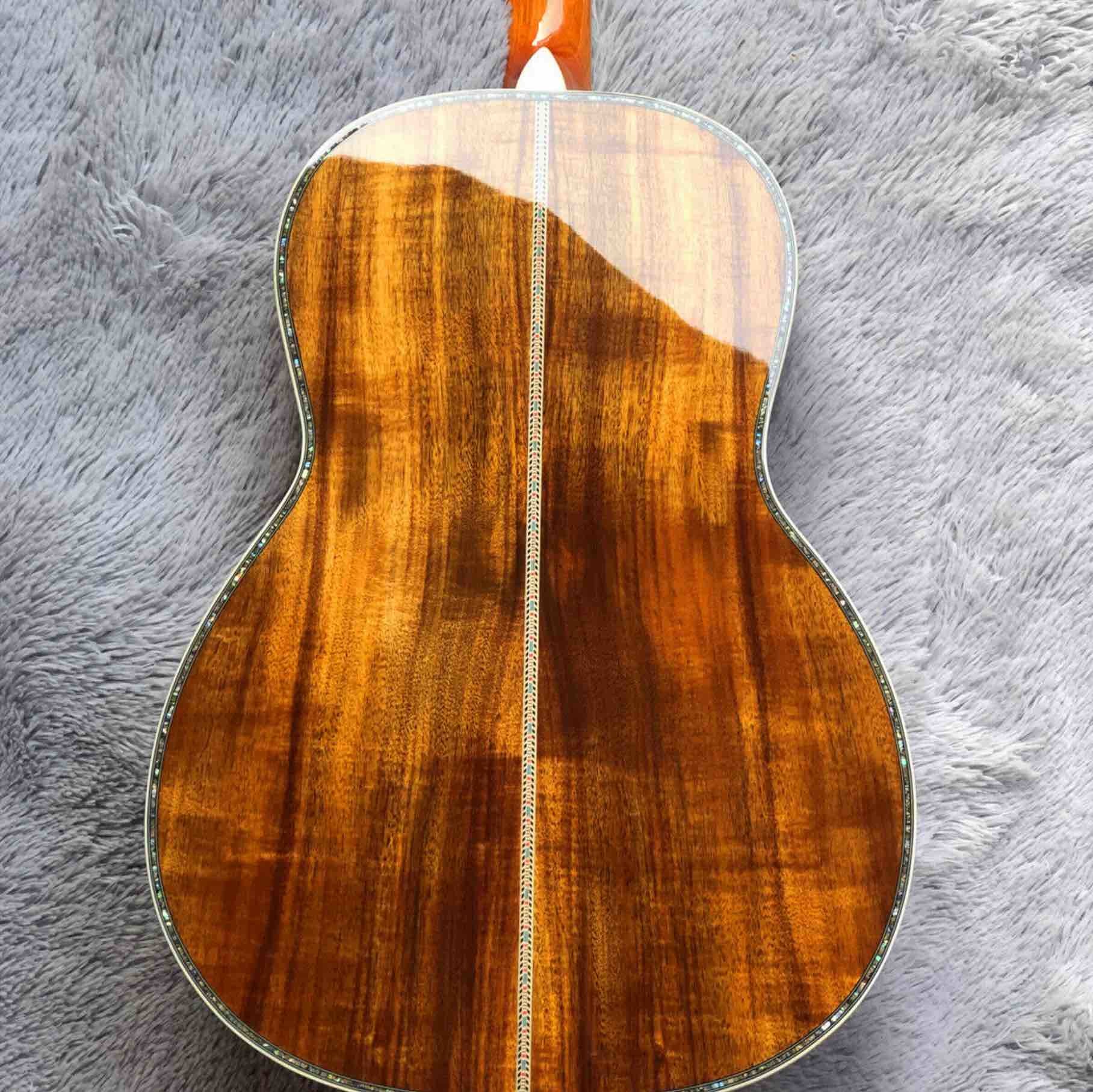39 Inch OOO KOA Wood Acoustic Guitar Ebony Fingerboard Abalone Inlay With Pickup Electronic