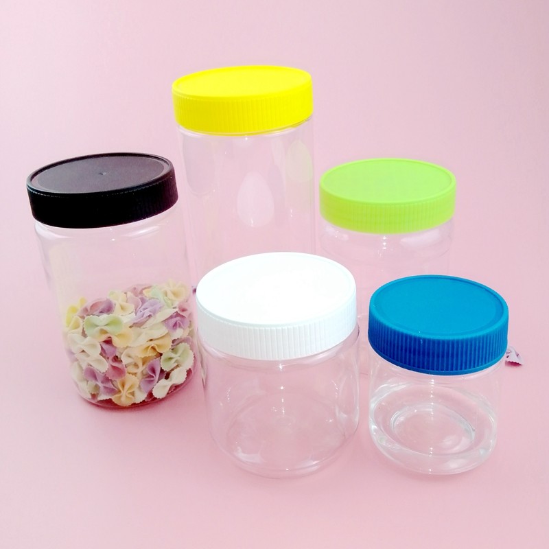 Round Straight 150ml 250ml 360ml 450ml Plastic Food Jars With PP Thread Cap