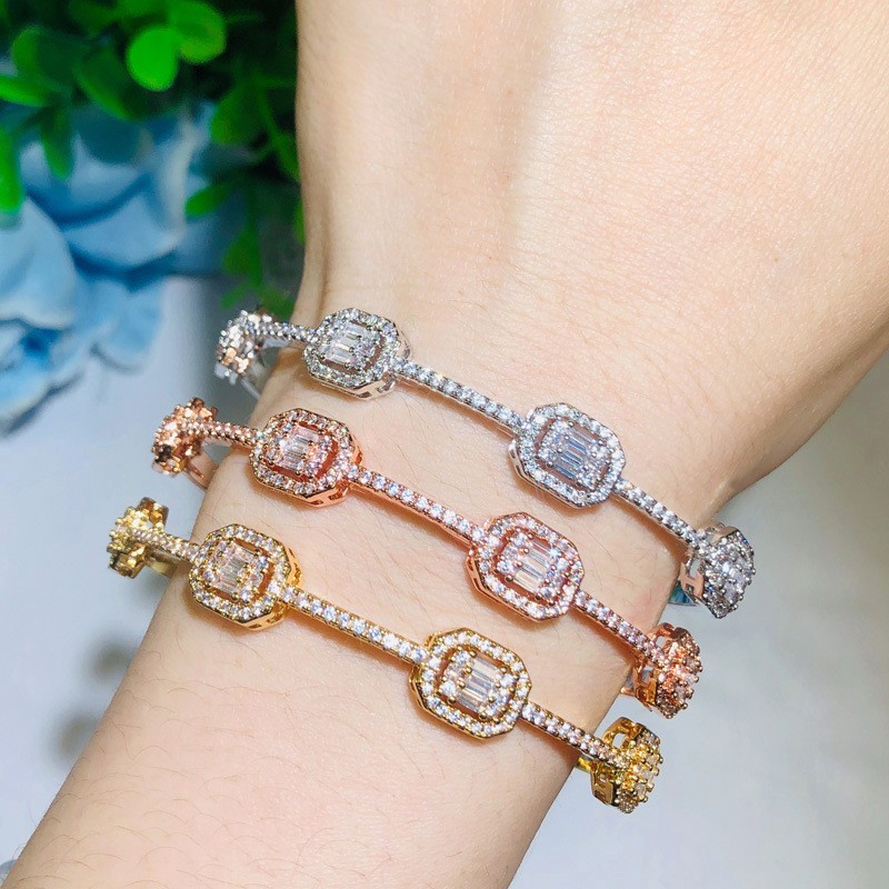 Bridal Bangles Classical Charm Shinny AAA CZ Bracelet Multicolor New Design Jewelry for Women Party