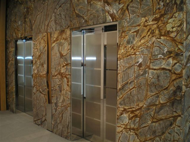 Antique Rainforest Brown Marble Slab Kitchen Countertops 36''X36'' Easy Maintenance