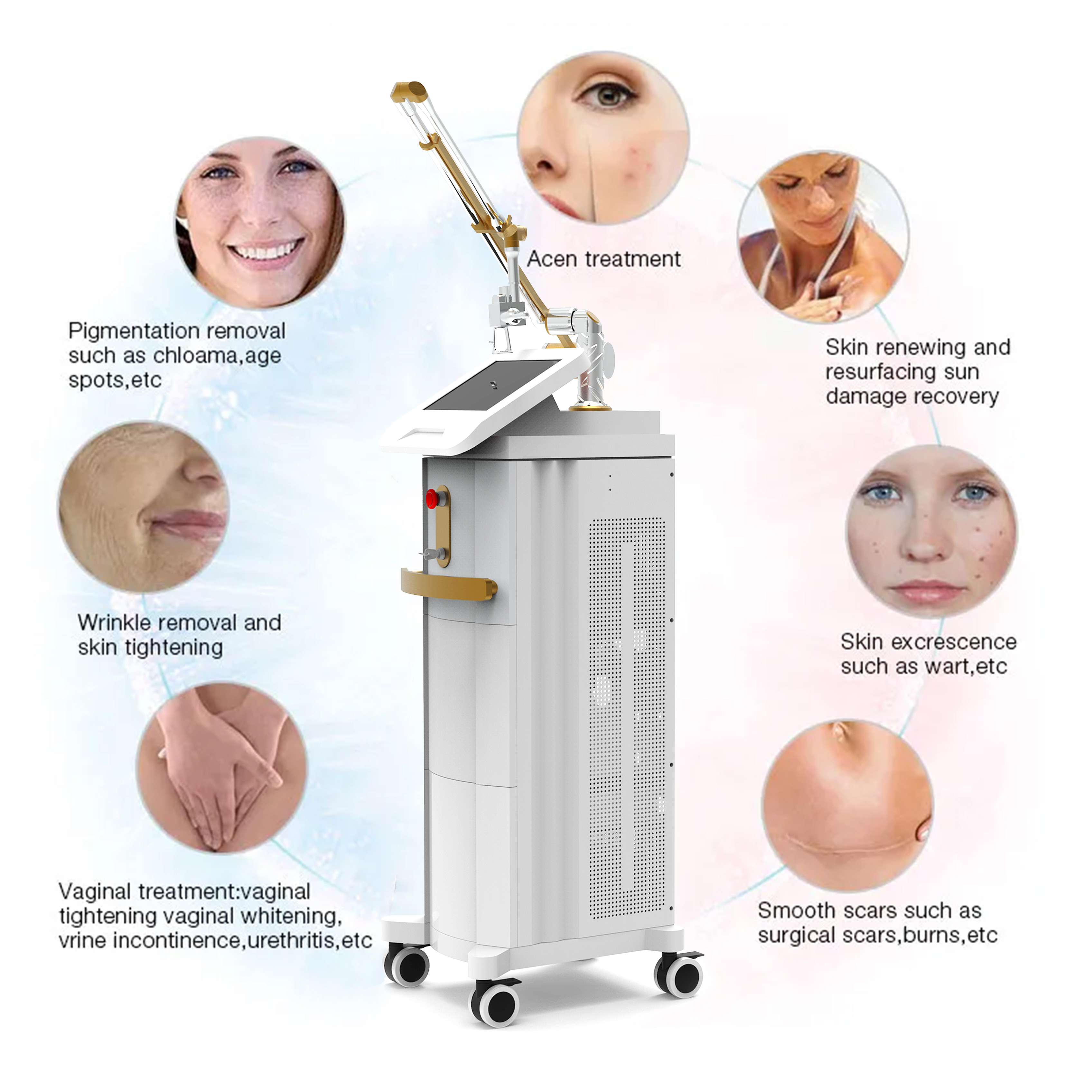 50W Fractional CO2 Laser Vaginal Tightening Machine 10600nm Wavelength