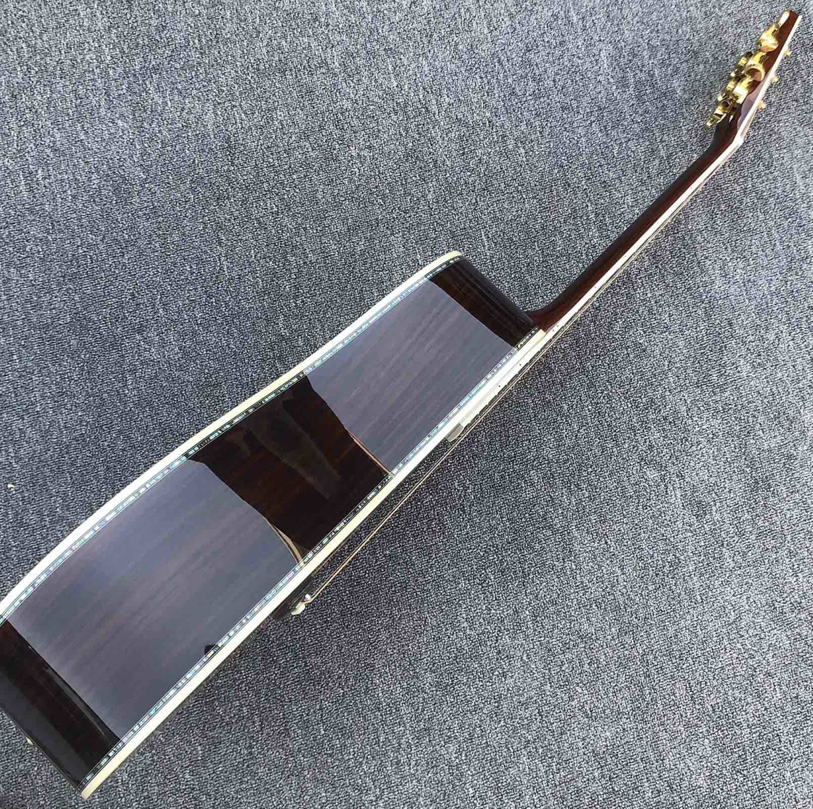 Real Abalone inlays Sunburst Solid spruce top 41 inch D style Acoustic Guitar with ebony fingerboard