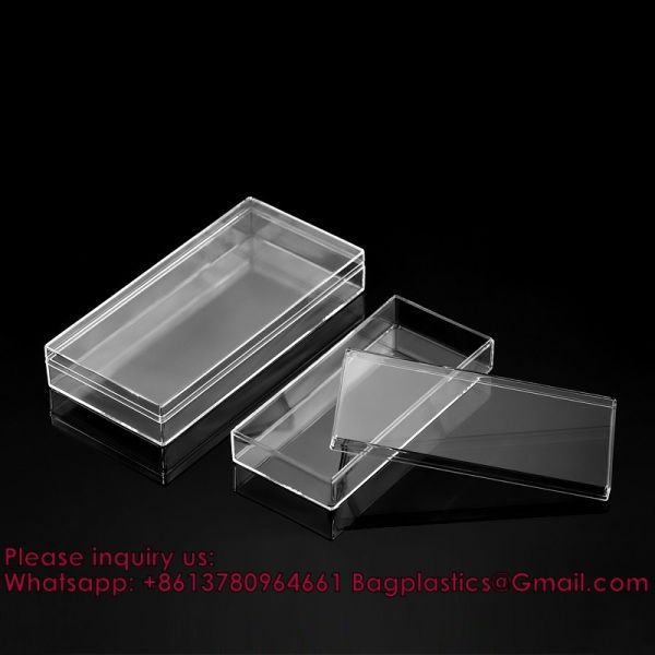 Acrylic Box Plastic Square Cube Clear PS Plastic Hinged Container Component Storage Box Food Storage, Gift Organizer, Component Containers Tool Boxes