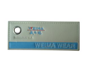 Quality Square Custom Leather Labels Stong Clothing Articles Handmade With Eyelet for sale