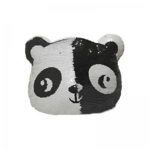 Quality 2D Flip Sequin Panda Plush Pillow Cushion Memory Foam 32CM 16 Inch for sale