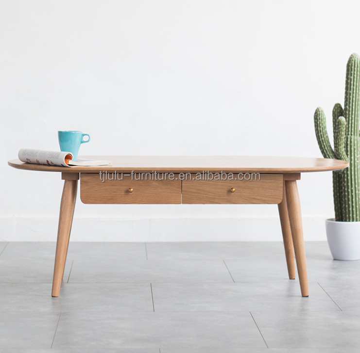 Modern Wooden Living Room Furniture W120*D60*H45CM Solid Wood Coffee Table with Mail Packing