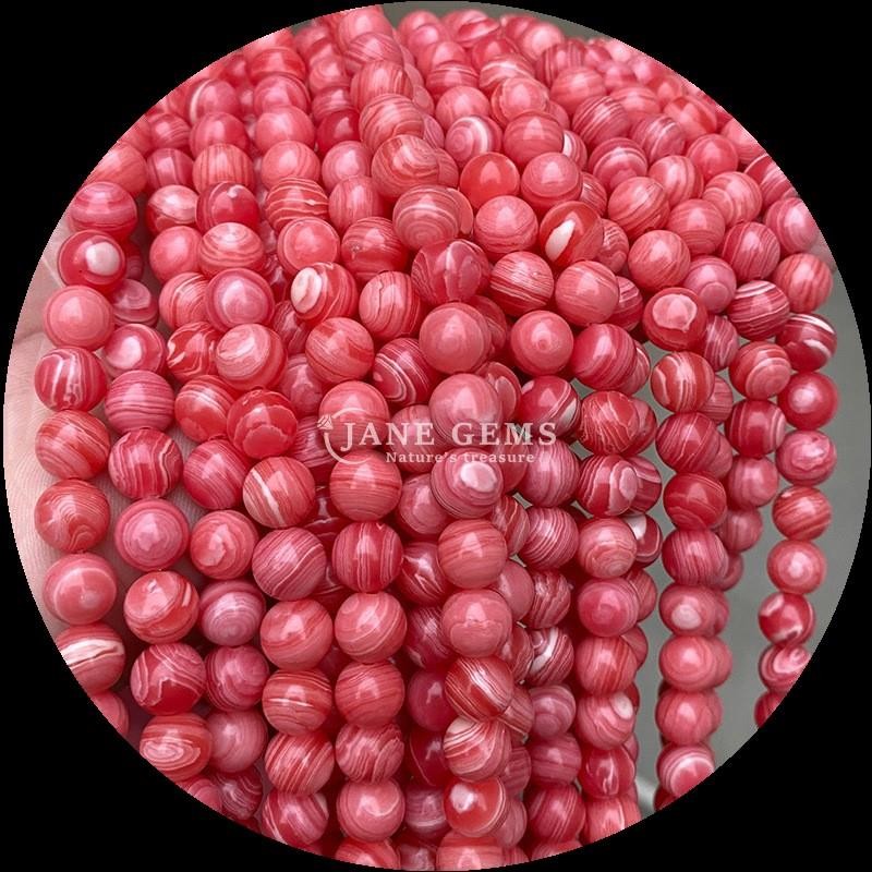 Round Shape Gems Bead Natural Gemstone Beads Polished Rhodonite Loose Bead Strands for Exquisite Jewelry Collections