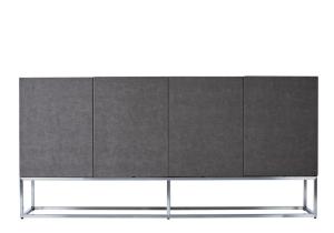 Quality Grey Veneered Panels Hotel Room Dresser With Metal Base for sale