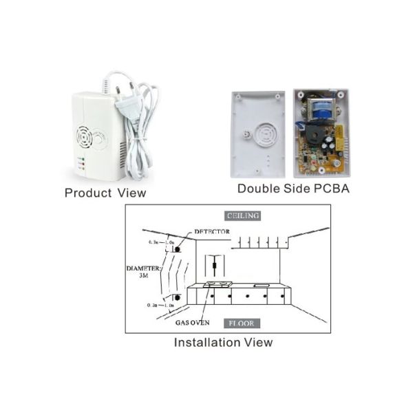 AC 220V CE Approved Standalone Natural Gas lpg Detector OEM High Sensitivity