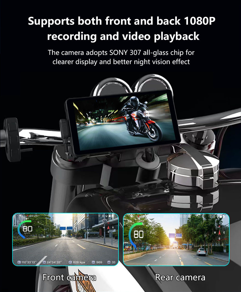 Portable 6.3 Inch Android Motorcycle GPS Navigation CarPlay Android Auto With DVR Supports Radio Function Wireless Motorcycles