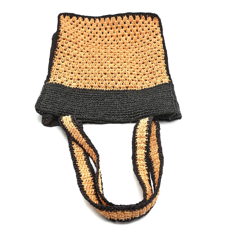 Contrast Color Summer Shoulder Beach Bag Straw Woven Tote style