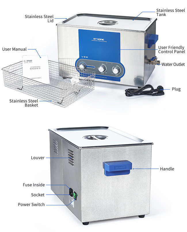 Power Adjustable Lab Manual Ultrasonic Cleaner Vibration Cleaning Machine 27L 40kHz