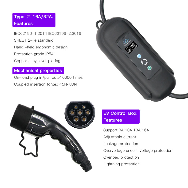 22KW Supper SAE J1772 Smart EV Charger Smart Car Electric 240v 7.2 KWh